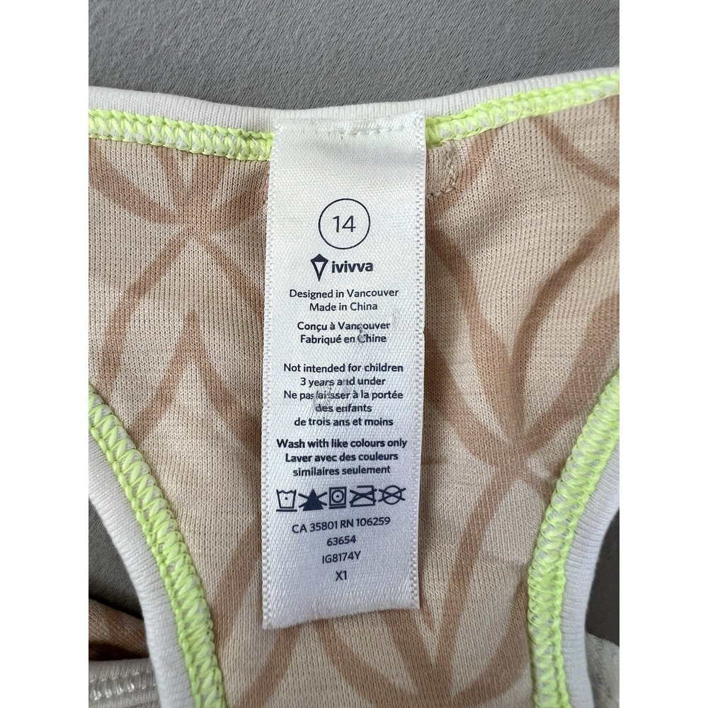 Ivivva Romper Size 14 Girls White /Green Tiered Dress-Look Sleeveless - Picture 6 of 8